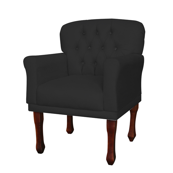 Poltrona Decorativa Anita Pés Luis Xv Suede Preto - Ds Estofa