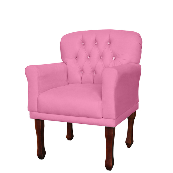 Poltrona Decorativa Anita Pés Luis Xv Suede Rosa - Ds Estofad