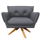 Poltrona Decorativa Anitta Corino Grafite Base Madeira Ma30 D