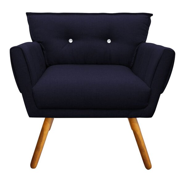 Poltrona Decorativa Anitta Linho Azul Espacial A46 Com Strass