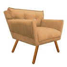 Poltrona Decorativa Anitta Suede Caramelo Sisal com Strass -