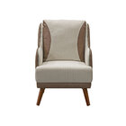 Poltrona Decorativa Arezo Pés Palito Poliéster Bege/couríssim