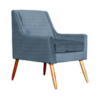 Poltrona Decorativa Ariane Linho Cores - Ds Estofados - Azul