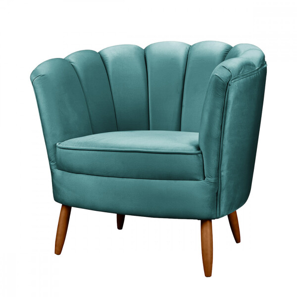 Poltrona Decorativa Ariel Com Pés De Madeira Veludo Speciale