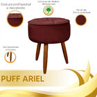 Poltrona Decorativa Ariel Petala + Puff Com Pés De Madeira -