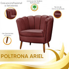 Poltrona Decorativa Ariel Petala + Puff Com Pés De Madeira -