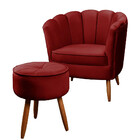 Poltrona Decorativa Ariel Petala E Puff Com Pés De Madeira St