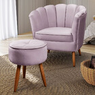 Poltrona Decorativa Ariel Petala E Puff Com Pés De Madeira St