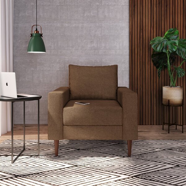 Poltrona Decorativa Ascona 1 Lugar Em Eucalipto E Linho Marro