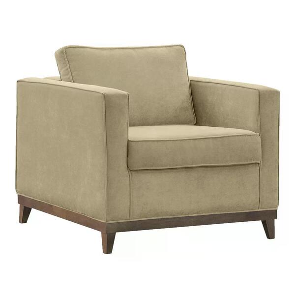 Poltrona Decorativa Aspen 01 Lugar Suede Bege Dmonegatto