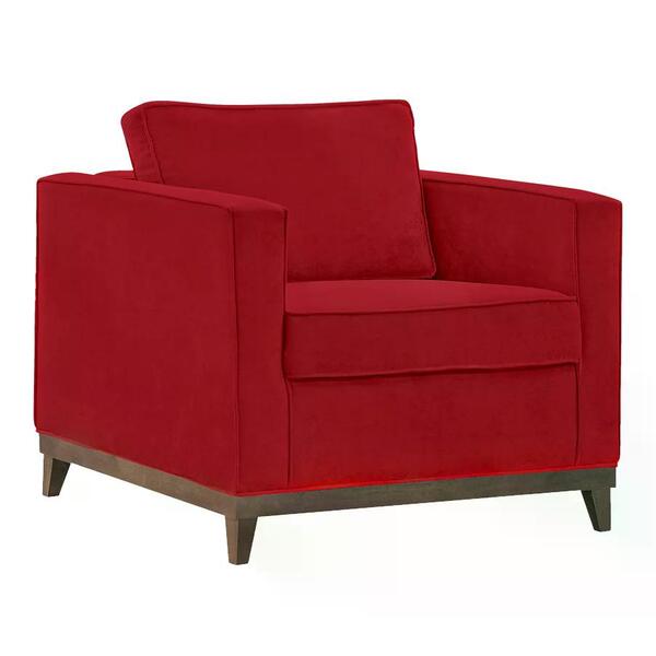 Poltrona Decorativa Aspen 01 Lugar Suede Vermelho Dmonegatto