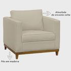 Poltrona Decorativa Aspen Pés De Madeira Veludo Bege Claro Do