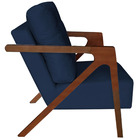 Poltrona Decorativa Atena Suede Azul Marinho Pés Madeira