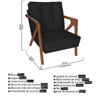 Poltrona Decorativa Atena Suede Preto Pés Madeira