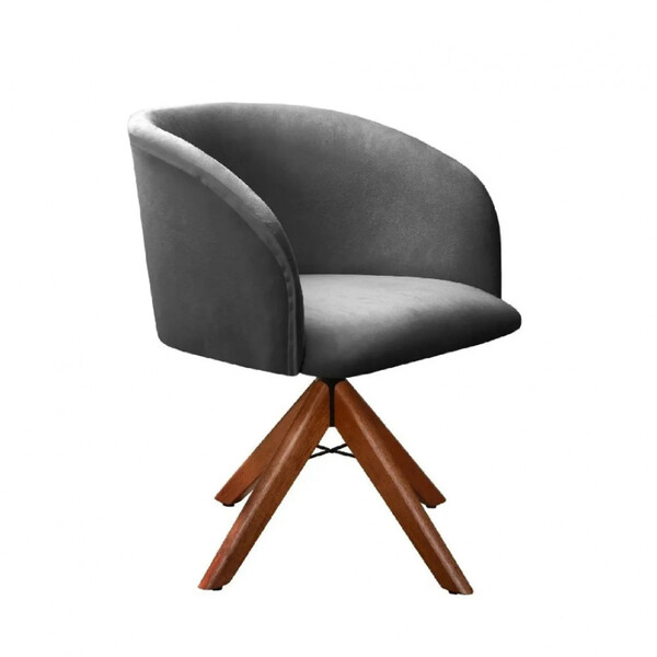 Poltrona Decorativa Atenas Pé Giratório Em Madeira Facilita D