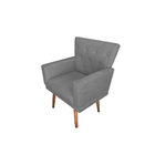 Poltrona Decorativa Aurora Com Pés Palito Suede Cinza