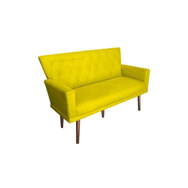 Poltrona Decorativa Aurora Namoradeira Suede Animale Amarelo
