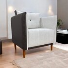 Poltrona Decorativa Aviv Linho Premium Marrom/bege