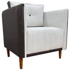 Poltrona Decorativa Aviv Linho Premium Marrom/bege