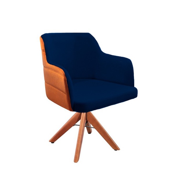 Poltrona Decorativa Azul Em Veludo Sintra