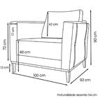 Poltrona Decorativa Balli 1 Lugar Pes Madeira Linho Ezz