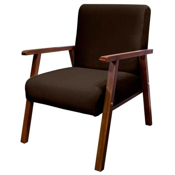 Poltrona Decorativa Bally Para Quarto Veludo Marrom - Wd Decor