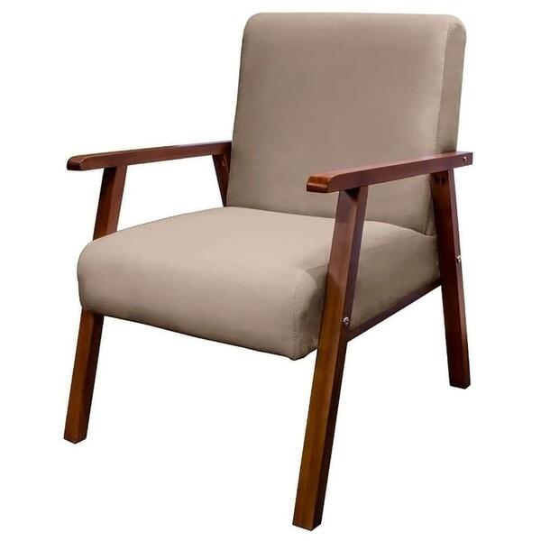 Poltrona Decorativa Bally Pés Retrô Veludo Capuccino - Wd Dec