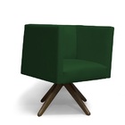 Poltrona Decorativa Barcelona Base Giratória Suede Verde - Me