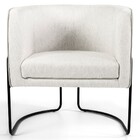 Poltrona Decorativa Base Aço Betina C-443 Linho Bege Natural