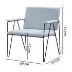 Poltrona Decorativa Base Aço Preto 7034 Linho Dmobiliario