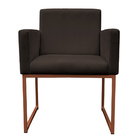 Poltrona Decorativa Base De Ferro Bronze Veludo Marrom - Mont