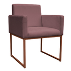 Poltrona Decorativa Base De Ferro Bronze Veludo Rosê - Montan