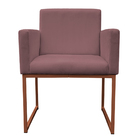 Poltrona Decorativa Base De Ferro Bronze Veludo Rosê - Montan