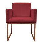 Poltrona Decorativa Base De Ferro Bronze Veludo Vermelho - Mo