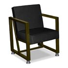 Poltrona Decorativa Base De Ferro Cor Ouro Velho Suede Sarah