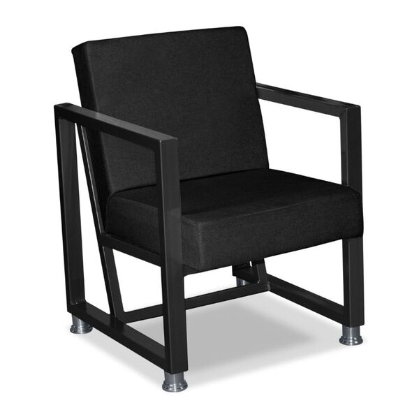 Poltrona Decorativa Base De Ferro Cor Preto Linho Sarah Preto