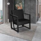 Poltrona Decorativa Base De Ferro Cor Preto Linho Sarah Preto