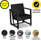 Poltrona Decorativa Base De Ferro Cor Preto Linho Sarah Preto