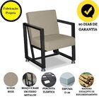 Poltrona Decorativa Base De Ferro Cor Preto Suede Sarah Bege