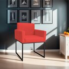 Poltrona Decorativa Base De Ferro Corano Aninha Vermelho/preto