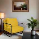 Poltrona Decorativa Base De Ferro Corino Santiago Amarelo/pre