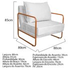 Poltrona Decorativa Base De Ferro Corino Santiago Branco/bron