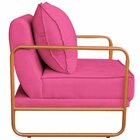 Poltrona Decorativa Base De Ferro Corino Santiago Pink/bronze