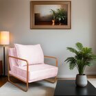 Poltrona Decorativa Base De Ferro Corino Santiago Rosa Bebê/b