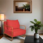 Poltrona Decorativa Base De Ferro Corino Santiago Vermelho/br