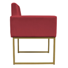 Poltrona Decorativa Base De Ferro Gold Veludo Vermelho - Mont