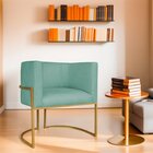 Poltrona Decorativa Base De Ferro Linho Munique Azulturquesa/