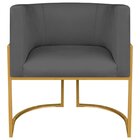 Poltrona Decorativa Base De Ferro Linho Munique Cinza/dourado