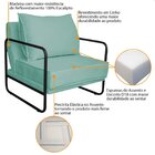 Poltrona Decorativa Base De Ferro Linho Santiago Azul Turques