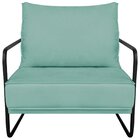 Poltrona Decorativa Base De Ferro Linho Santiago Azul Turques